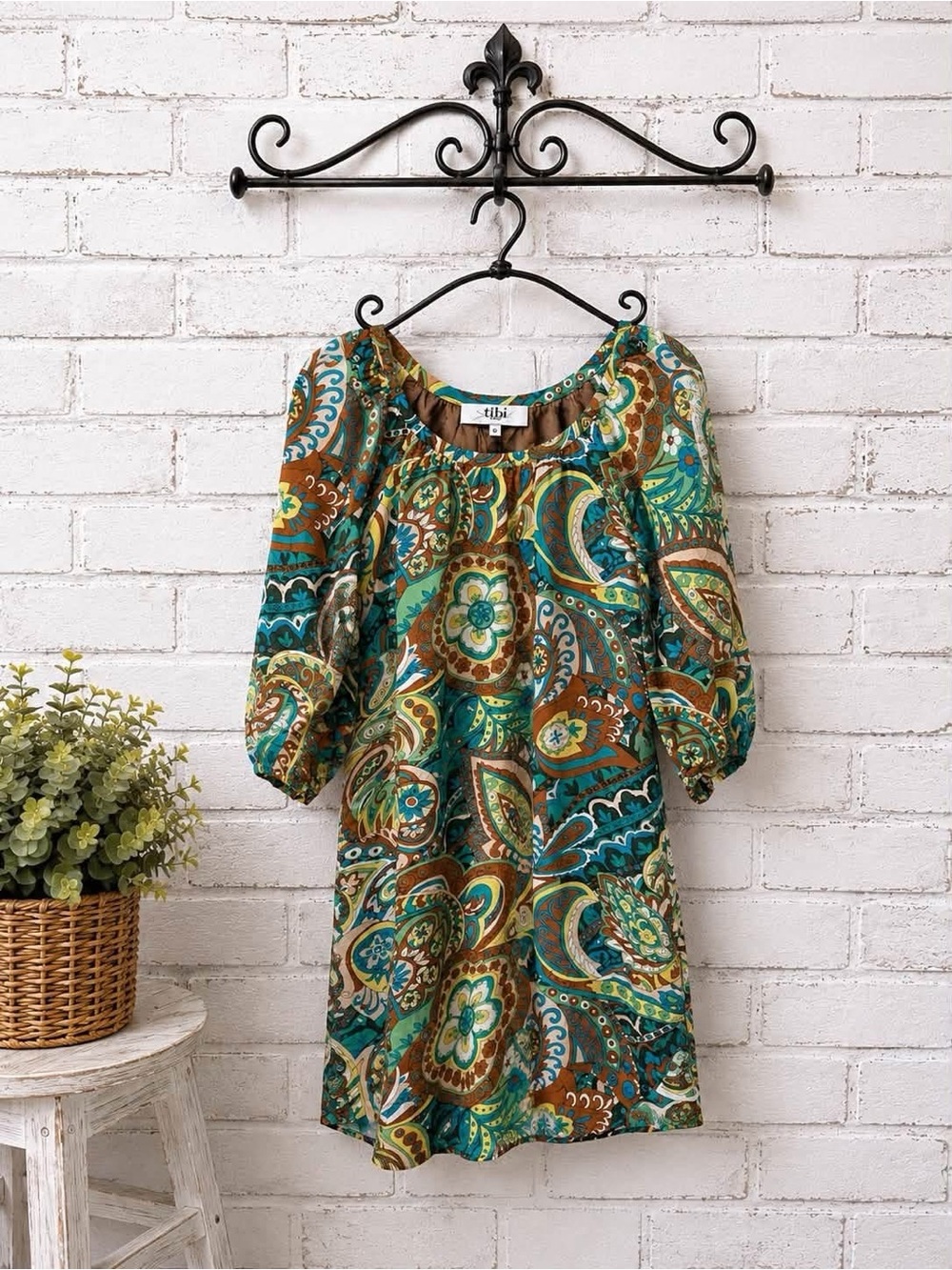 Tibi New York Silk-Cotton Paisley Dress | Size 6